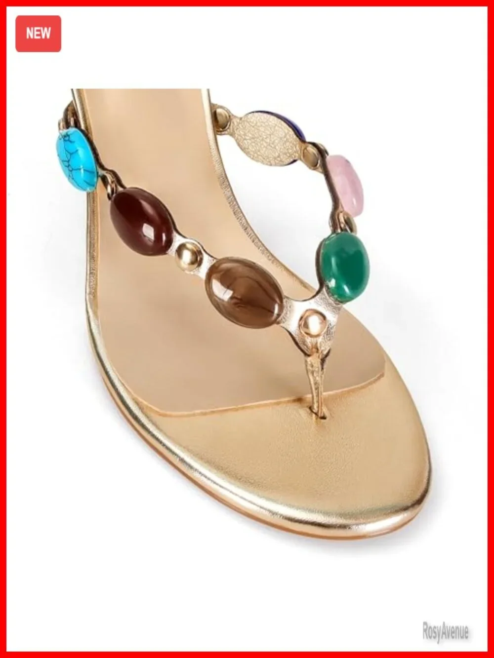 Heeled Sandals Thong Jewelled Kitten Heels Strappy Mule Slip On Vegan Leather
